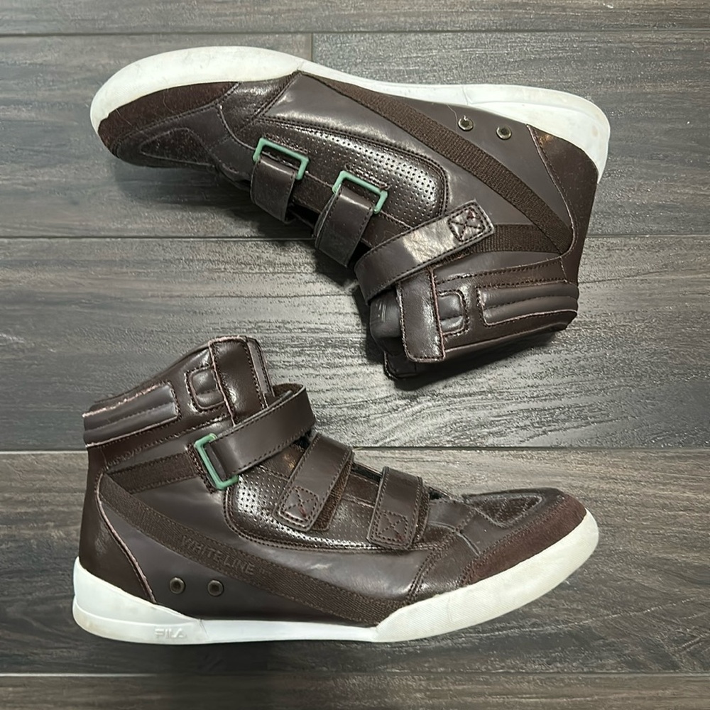 Fila Hi Class mid triple strap white line sneaker size 11.5